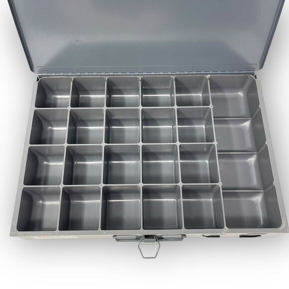 Klein Tools 54440 Mid Size 21 Compartment Storage Box Gray Grey Metal USA Made - Picture 5 of 12